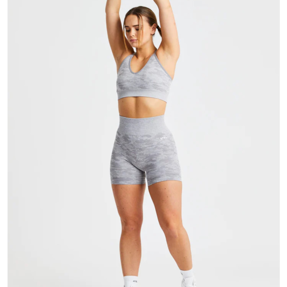 AYBL Evolve Camo Seamless Spandex Biker Shorts Size Small Gray Camo